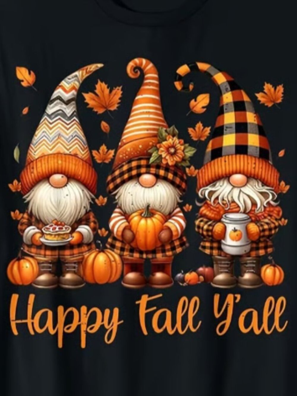 Happy Fall Y'all Gnome Graphic Plus Size T-Shirt~2XL